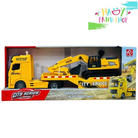 لعبة ونش تريلا مع جرافة -EXCAVATOR TRUCK