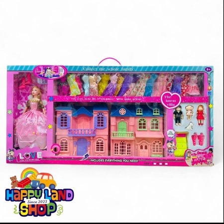 فيلا باربي مع اكسسوارات وملابس – LOVE Villa and Lovely Doll