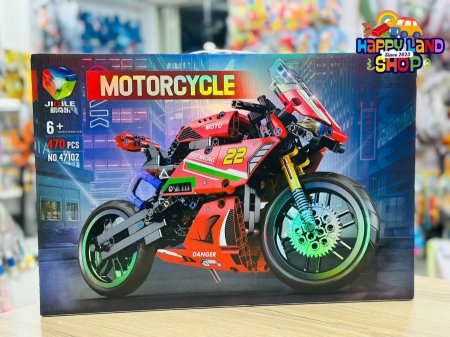 لعبة ليجو دراجة السباق الحمراء – JIQILE MOTORCYCLE (470 قطعة)