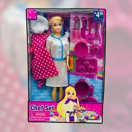 👩‍🍳 Chef Set – دمية الطاهية وأدوات المطبخ