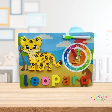 لوح بزل خشب تعلّم الأرقام والوقت
