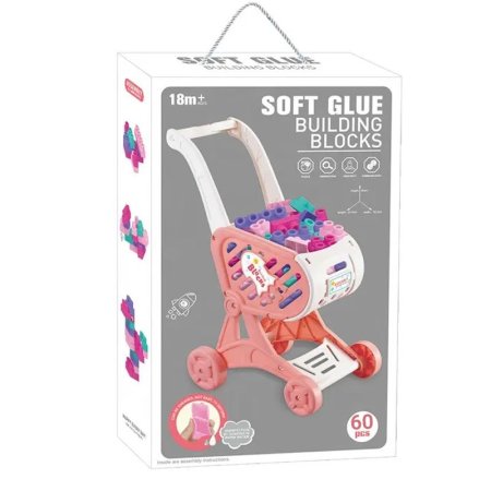 عربة التسوق مع مكعبات ليجو البناء الطرية – 32 قطعة